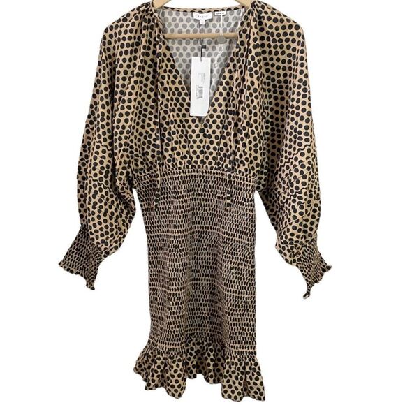 RHODE Anya Tan Black Polka-dot Mini Dress - Picture 6 of 7